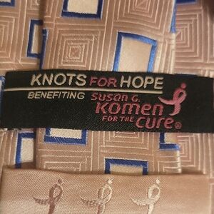 Knots For Hope Sophisticated Pink Geometric Men's Tie By Susan Komem For The Cur